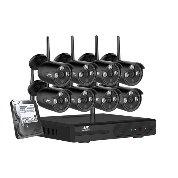 Ul Tech Wireless Cctv Security System 8Ch Nvr 3Mp Bullet Cameras 4Tb Security Cameras