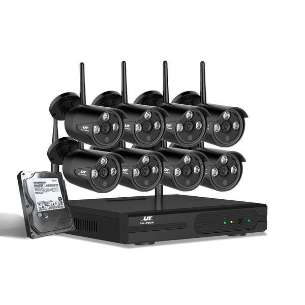 Ul Tech Wireless Cctv Security System 8Ch Nvr 3Mp Bullet Cameras 1Tb Security Cameras