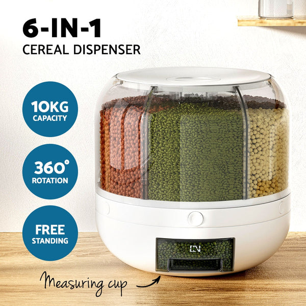 5 Star Chef Cereal Dispenser Grain Container 7Kg Food Storage Containers