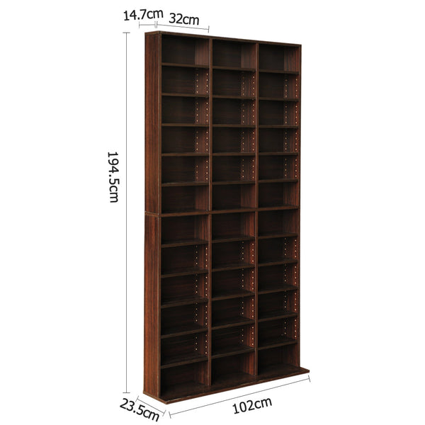 Artiss Bookshelf Cd Storage Rack Bert Walnut Bookshelves