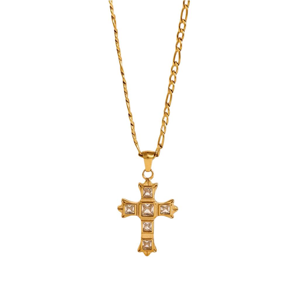 Veile Studios Stainless Steel Zircon Cross Pendant Necklace Necklaces & Pendants