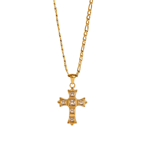 Veile Studios Stainless Steel Zircon Cross Pendant Necklace Necklaces & Pendants