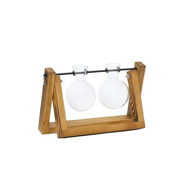 Plant Transparent Wooden Frame Vase Desktop Ornament Container Vases