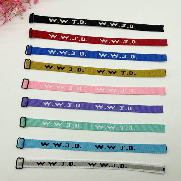 Alphabet Jacquard Printed Wrist Strap Bracelet Unisex Wwjd Adjustable Bracelets
