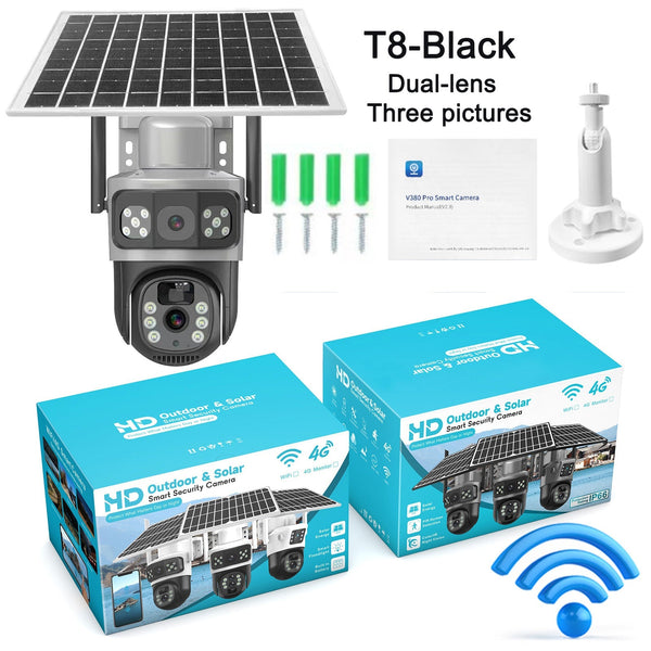 Solar Camera Wifi Dual Screen Gunball 10X Zoom Low Power Battery Wireless Monitor Security Cameras