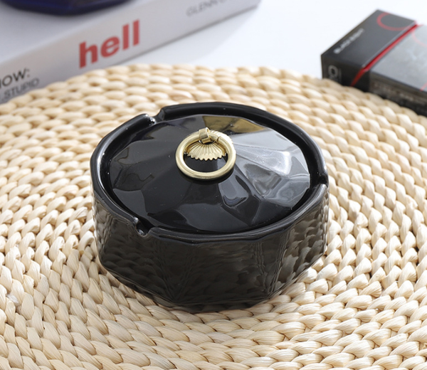Simple Ashtray With Lid To Prevent Fly Suitable For Home And Office Use New Chinese Style Ceramic Living Room Decoration Creative Coffee Table. Ashtra