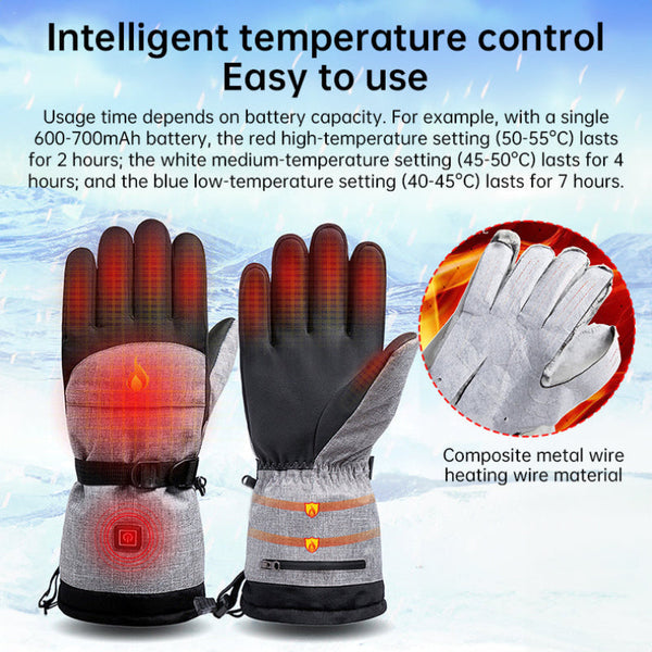 Electric Heated Waterproof Winter Warm Rechargeable For Ski Snowmobile And Outdoor Activities Gloves