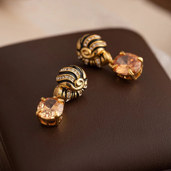 Veile Studios Drip Oil Palace Style Zircon Stone Pendant Screw For Elegant Occasions Earrings