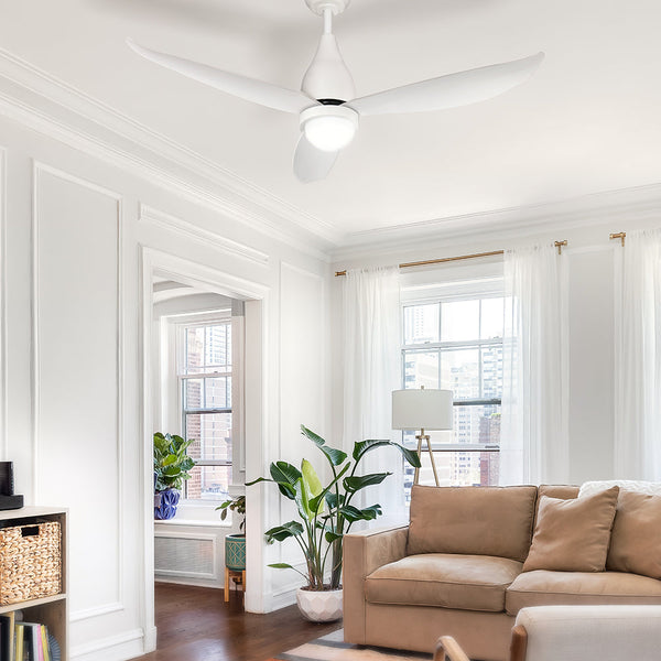 Devanti 52'' Ceiling Fan Dc Motor Led Light Remote Control White Ceiling Fans