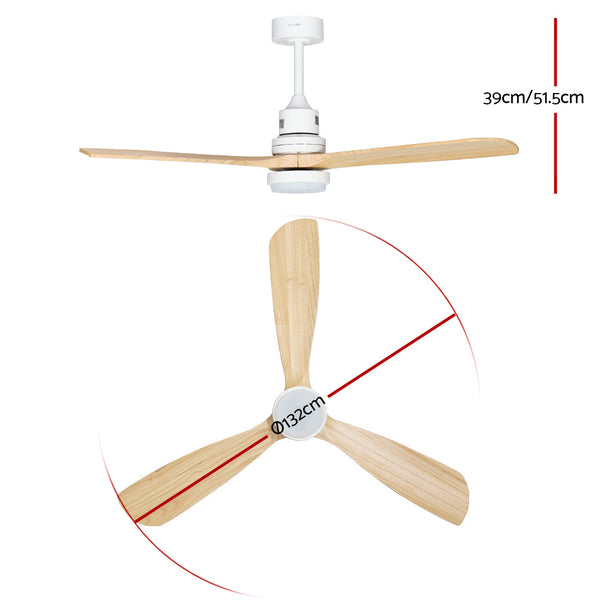 Devanti 52'' Ceiling Fan Ac Motor Led Light Remote Light Wood Ceiling Fans