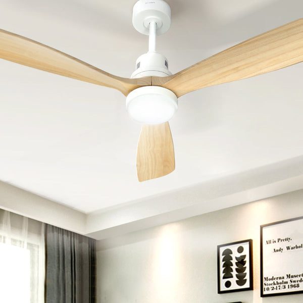 Devanti 52'' Ceiling Fan Ac Motor Led Light Remote Light Wood Ceiling Fans