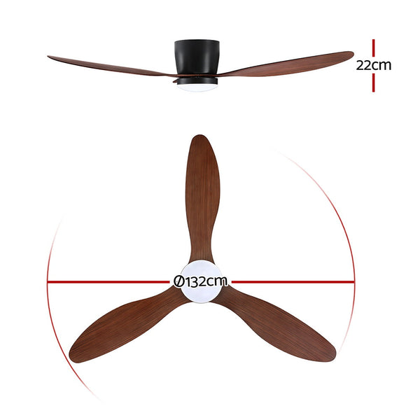 Devanti 52'' Ceiling Fan Dc Motor W/Light W/Remote Dark Wood Ceiling Fans