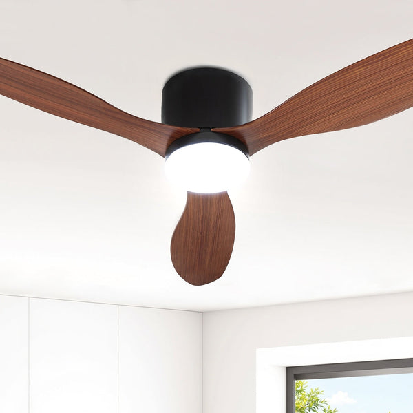Devanti 52'' Ceiling Fan Dc Motor W/Light W/Remote Dark Wood Ceiling Fans
