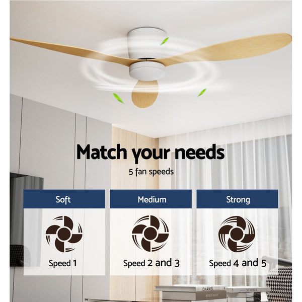 Devanti 52'' Ceiling Fan Dc Motor W/Light W/Remote Light Wood Ceiling Fans