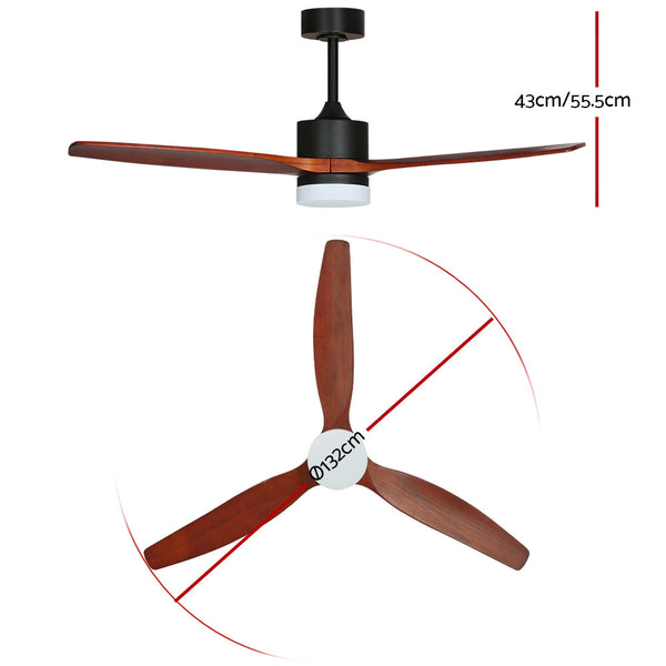 Devanti 52'' Ceiling Fan Ac Motor 3 Blades W/Light Dark Wood Ceiling Fans