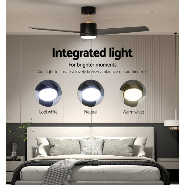 Devanti 52'' Ceiling Fan Dc Motor W/Light W/Remote Black Ceiling Fans