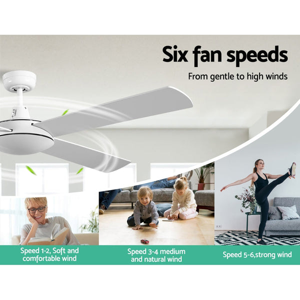 Devanti 52'' Ceiling Fan Dc Motor 4 Blades W/Remote White Ceiling Fans