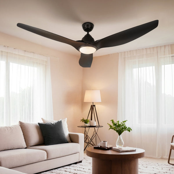Devanti 64 Inch Ceiling Fan Dc Motor W/Light W/Remote Black Ceiling Fans