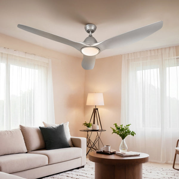 Devanti 64 Inch Ceiling Fan Dc Motor W/Light W/Remote Silver Ceiling Fans
