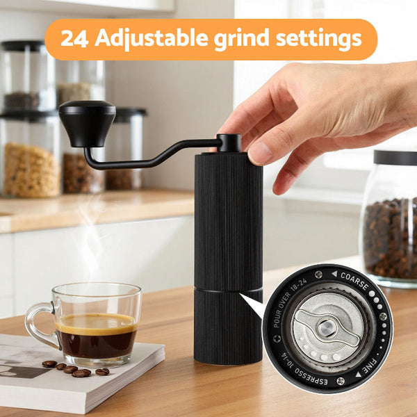 Devanti Manual Coffee Grinder: 24 Settings Portable Burr Mill Black Coffee Grinders