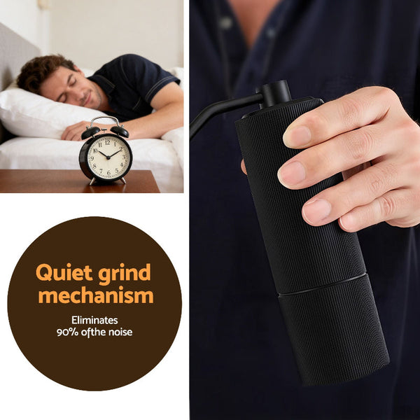 Devanti Manual Coffee Grinder: 24 Settings Portable Burr Mill Black Coffee Grinders