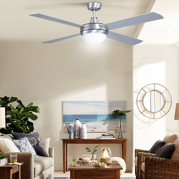 Devanti 52'' Ceiling Fan Ac Motor W/Light W/Remote Silver Ceiling Fans