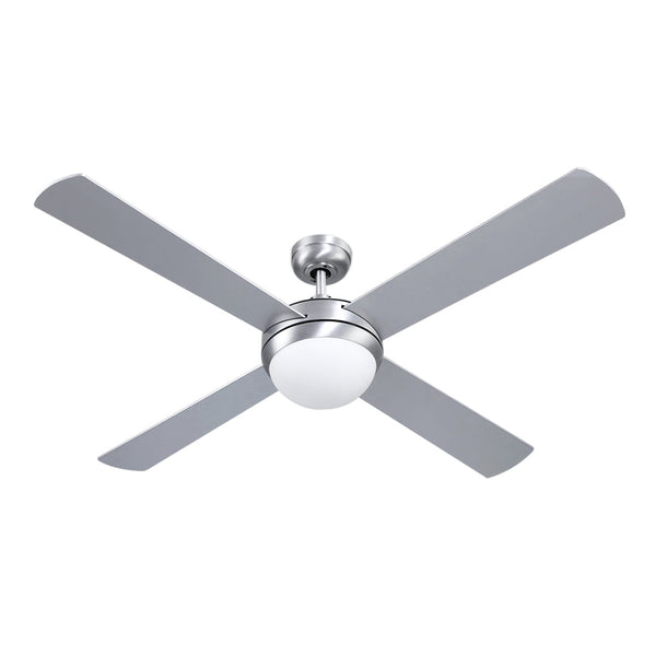 Devanti 52'' Ceiling Fan Ac Motor W/Light W/Remote Silver Ceiling Fans