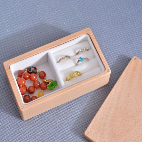 Simple Multi Grid Solid Wood Jewelry Box Earrings Necklaces Rings Storage Wooden Jewellery Boxes