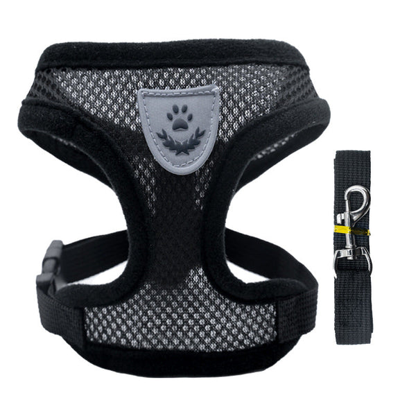 Pet Harness Set (Small Dogs/Cats): Vest Collar Leash. Fits French Bulldogs Chihuahuas Etc. Harnesses