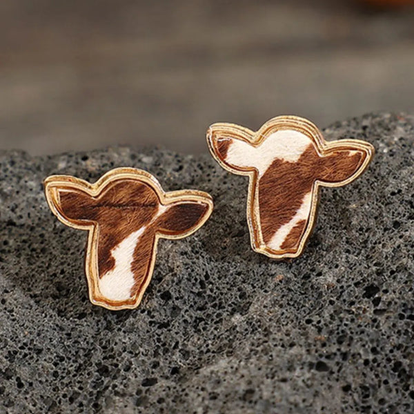 Veile Studios Bull Head Western Cowboy Alloy Unisex Punk Style Earrings