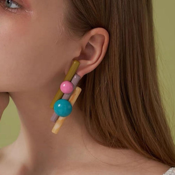 Veile Studios Pan Flute Contrast Colour Women Fashion Jewellery Dangle Earrings