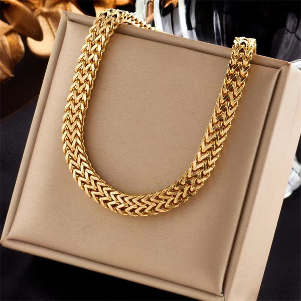 Veile Studios 316L Stainless Steel Gold Colour Thick Chain Choker Necklace For Women Punk Jewelry Necklaces & Pendants