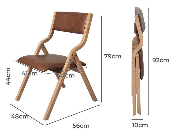 Levede 2X Foldable Pu Brown Dining Chairs
