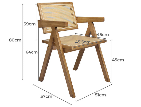 Levede 6X Dining Chair Solid Wood Rattan Dining Chairs