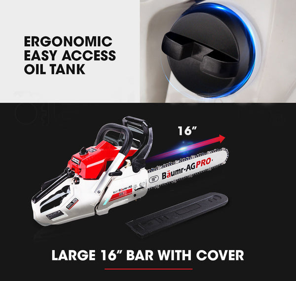 Baumr Ag Baumr Ag 38Cc Petrol Commercial Chainsaw 16 Bar E Start 3.2 Hp Saw Chainsaws