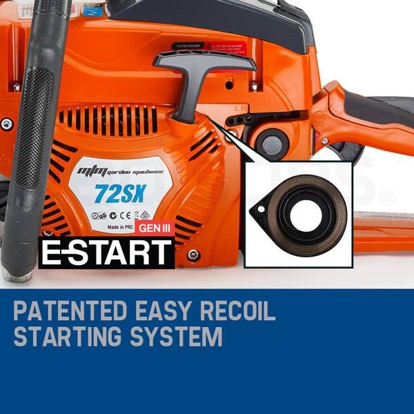Mtm Petrol Commercial Chainsaw 22 Bar Saw E Start Tree Pruning Top Handle Chainsaws