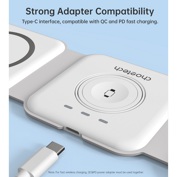 Choetech T588 F Wh 3 In 1 Foldable Fast Wireless Charger For Phone/Watch/Earphone Chargers & Cradles
