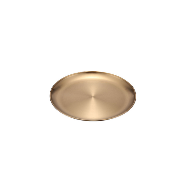 Retro Metal Round Tray Stainless Steel Snack Fruit Jewelry Storage European Style Dinner Plates Trays