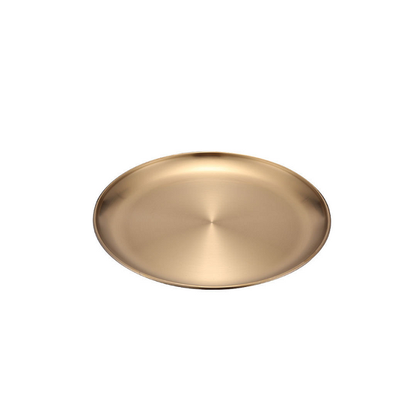 Retro Metal Round Tray Stainless Steel Snack Fruit Jewelry Storage European Style Dinner Plates Trays