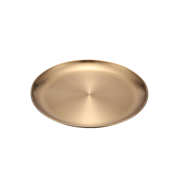 Retro Metal Round Tray Stainless Steel Snack Fruit Jewelry Storage European Style Dinner Plates Trays