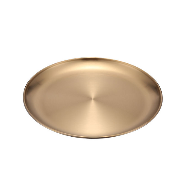 Retro Metal Round Tray Stainless Steel Snack Fruit Jewelry Storage European Style Dinner Plates Trays