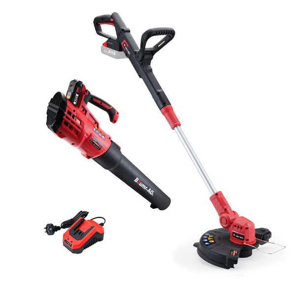 Baumr Ag 20V Cordless Line Trimmer Electric Whipper Snipper & Leaf Blower Combo Kit Battery Charger String Trimmers