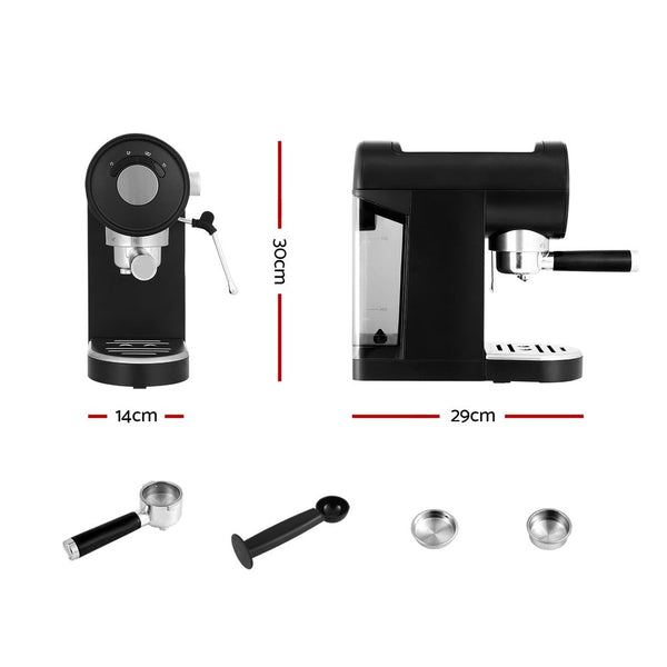 Devanti 20 Bar Coffee Machine Espresso Cafe Maker Black Espresso & Cappuccino Machines