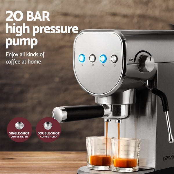 Devanti 20 Bar Coffee Machine Espresso Cafe Maker Espresso & Cappuccino Machines