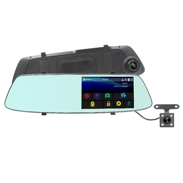 5 Inch Lcd Touch Screen Rear View Mirror Car Recorder With Dual Cameras Video Recorders & Players