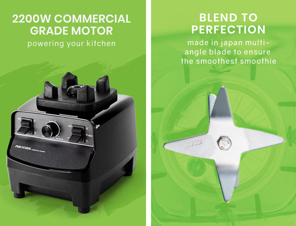 Polycool 2L Commercial Blender Mixer Food Processor Smoothie Ice Crush Black Countertop Blenders