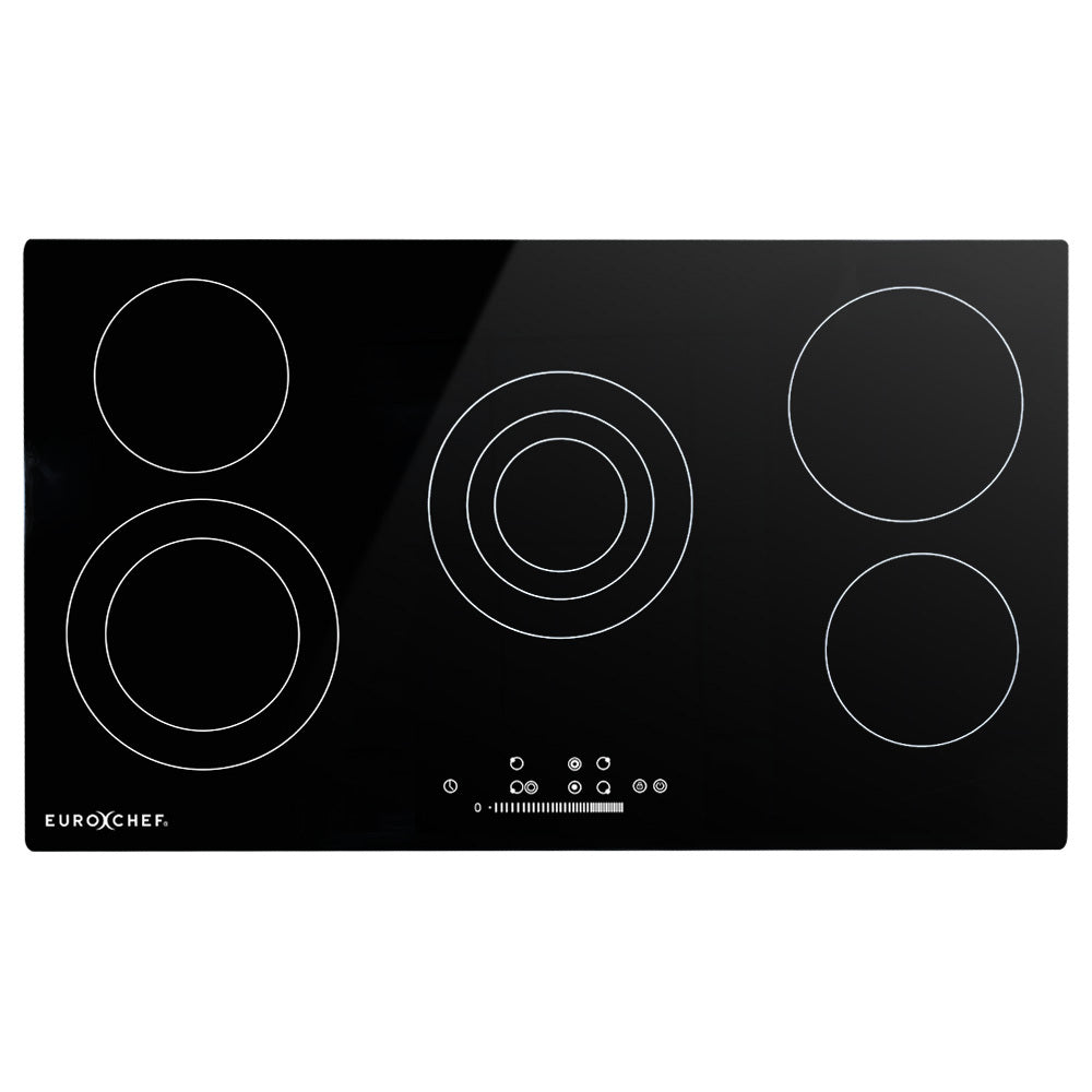 Eurochef 90Cm 5 Zone Ceramic Cooktop 8900W Electric Flexizone Adjustable Size Hobs Touch Controls Cooktops