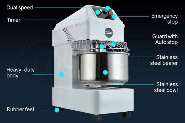 Eurochef 30L Spiral Dough Mixer Commercial Machine Bakery Bread Kneader Litre Small Countertop Mixers