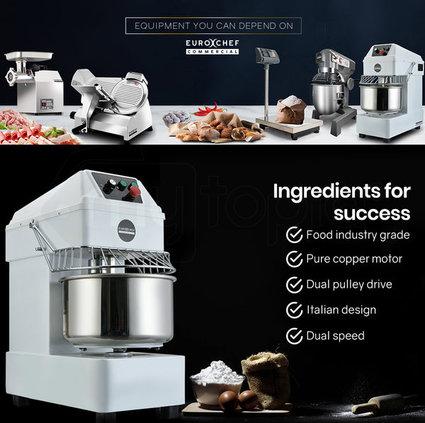 Eurochef 30L Spiral Dough Mixer Commercial Machine Bakery Bread Kneader Litre Small Countertop Mixers