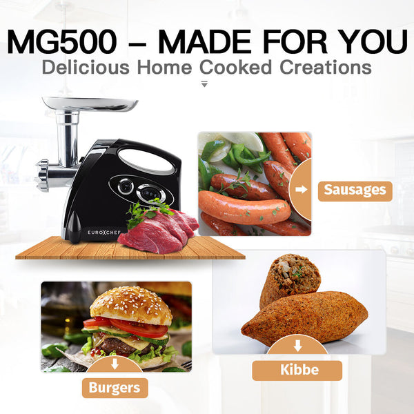 Eurochef 1800W Electric Meat Grinder Mincer Sausage Filler Kibbe Maker Stuffer Kitchen Mincers